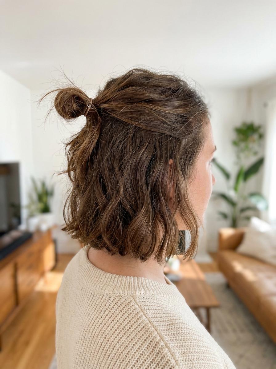 Mini Half-up Bun - Bob Frisur stylen